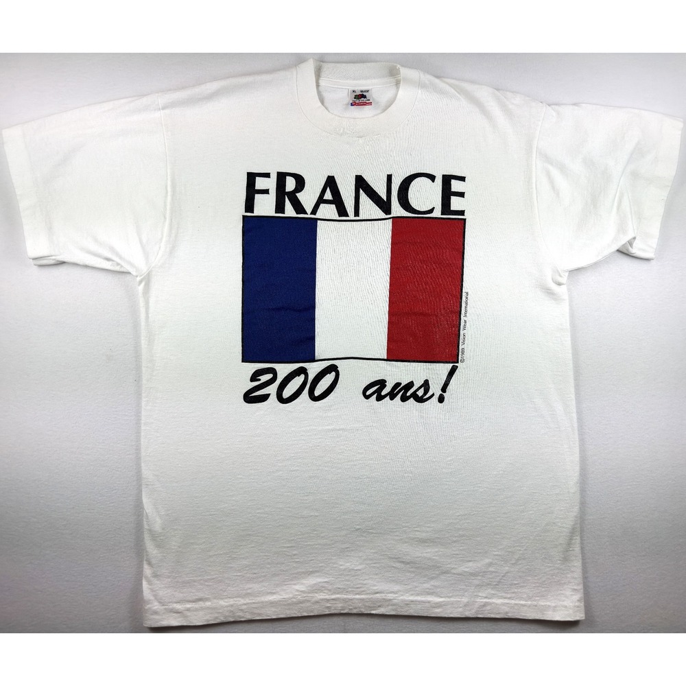Vintage 1989 France 200 Ans T Shirt XL Fruit of the Loom Single Stitch USA Tee